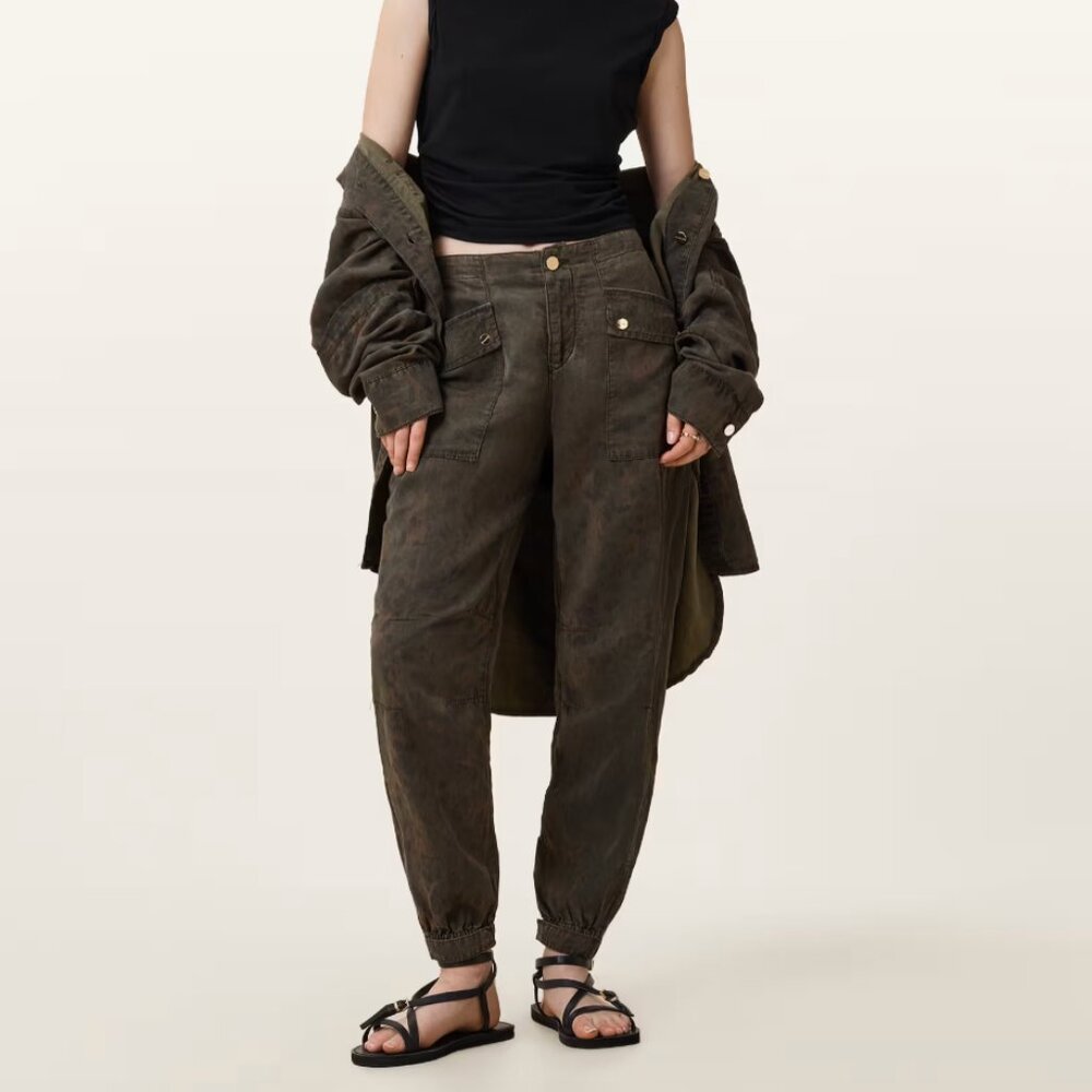 Val High-Rise Cargo Linen Blend Trousers